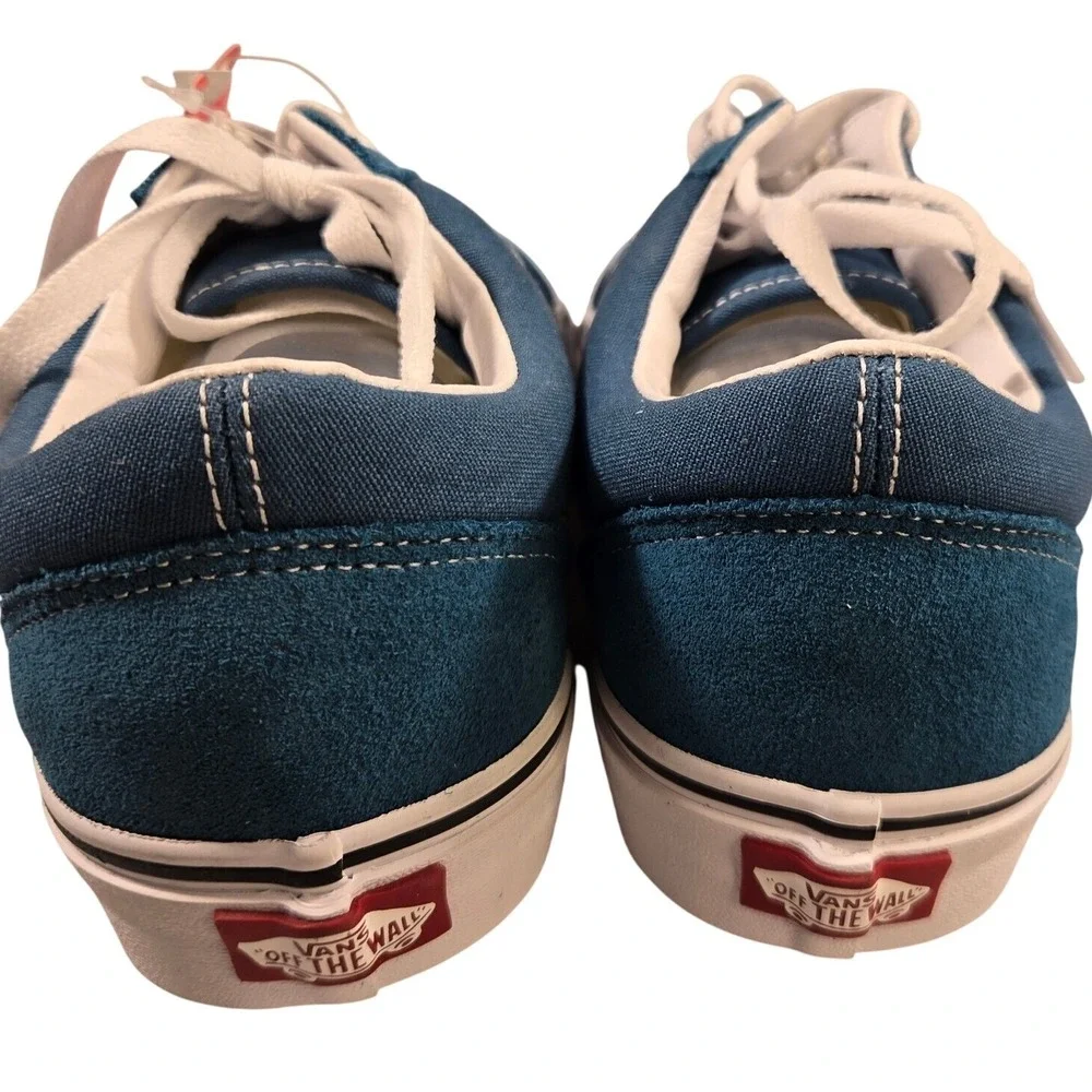 Vans Old Skool Teal White Suede Canvas‎ Skate Sneakers Mens 9 Womens 10.5
